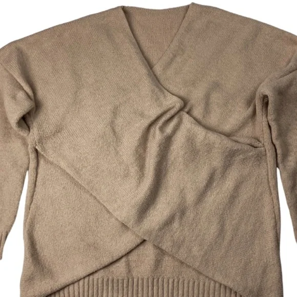Women’s Tan Pull Over Sweater V-Neck - Picture 6 of 8